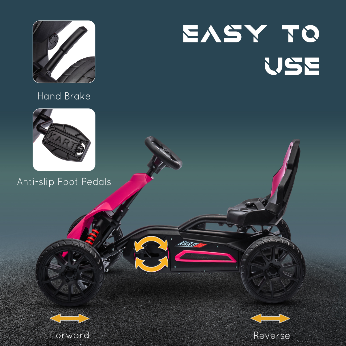 HOMCOM Kids Pedal Go Kart with Adjustable Seat & Handbrake