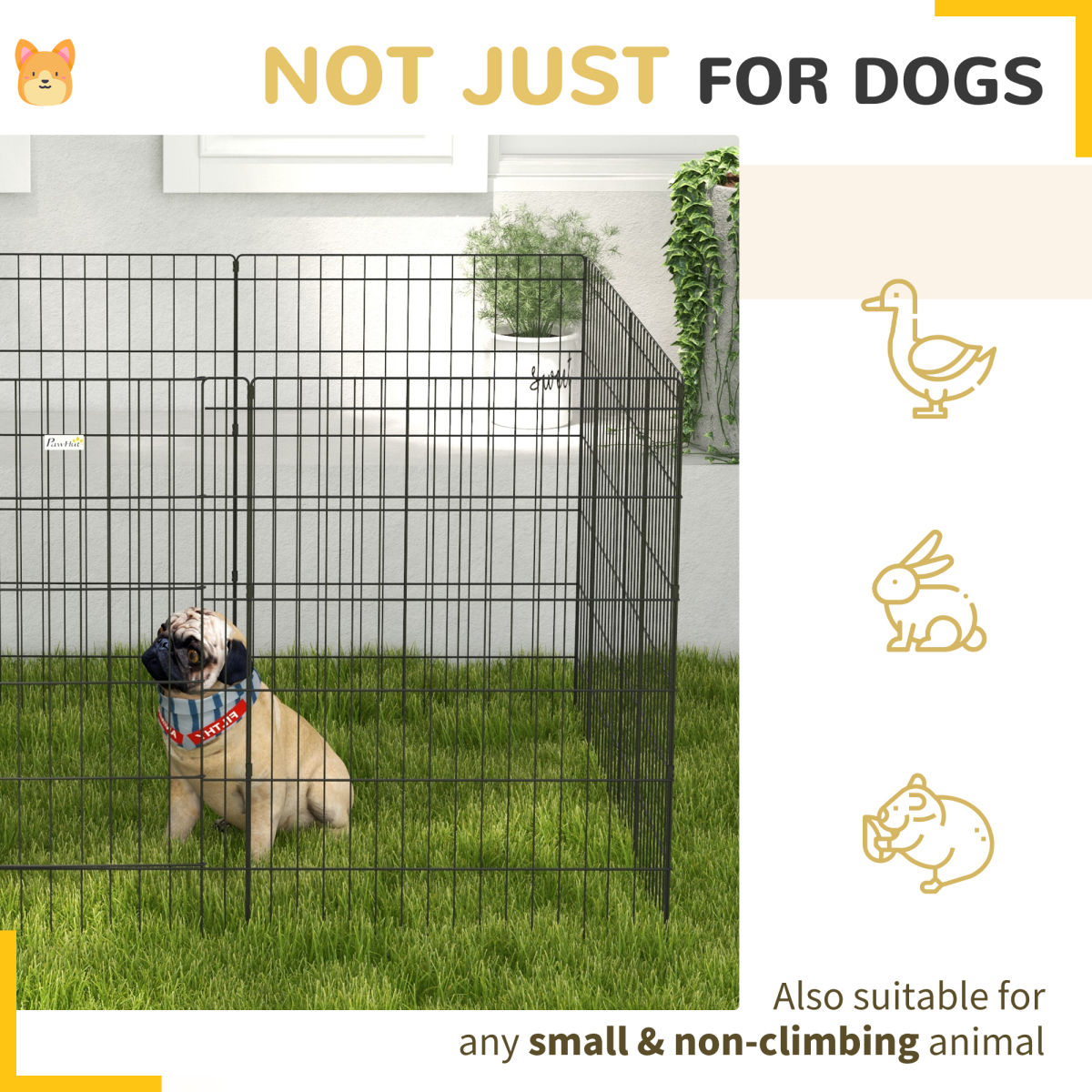 PawHut 8-Panel Metal DIY Dog Pen with Door, Indoor/Outdoor, 91cm High