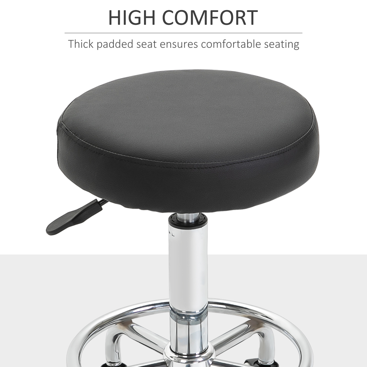 Outsunny Adjustable PU Leather Stool with Footrest