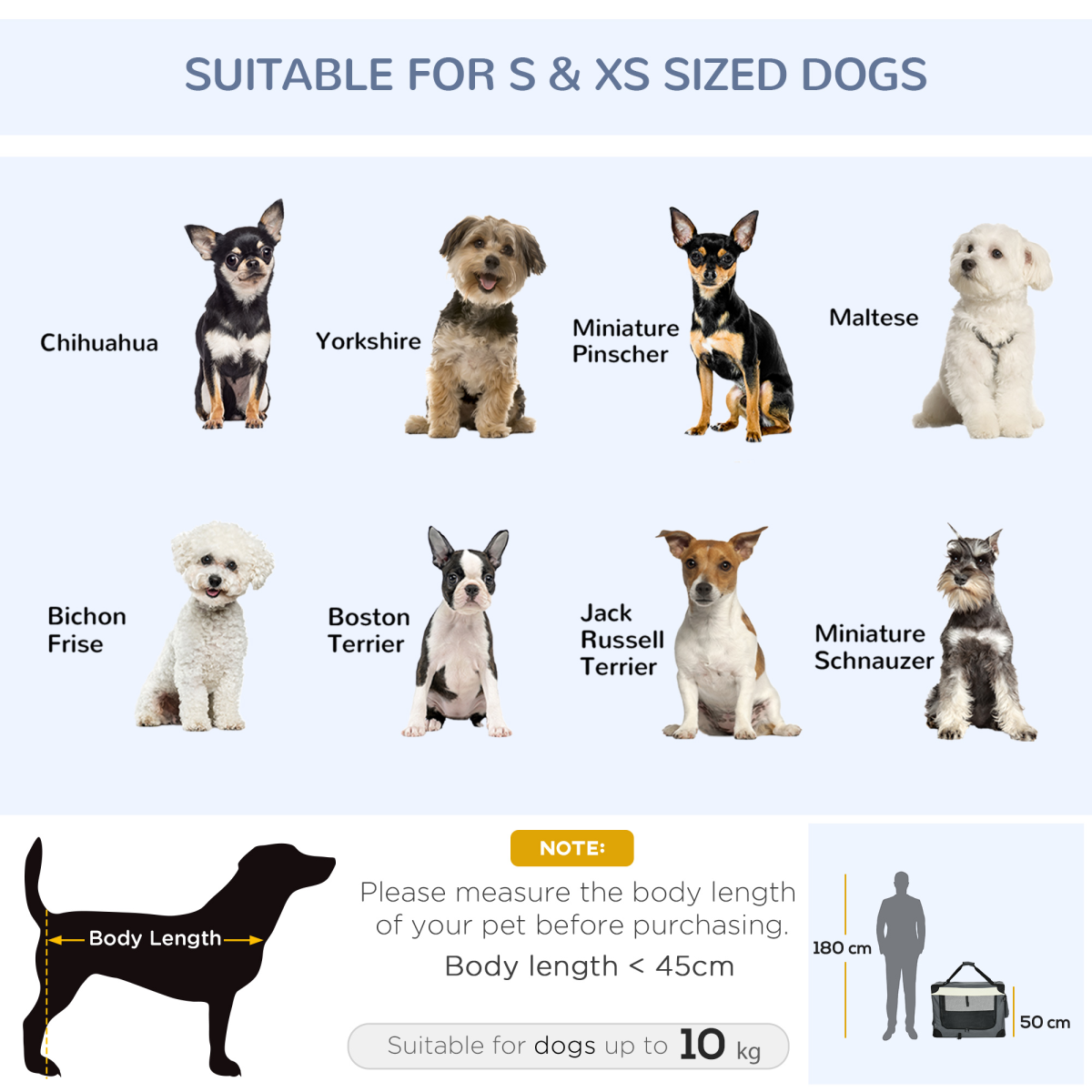 70cm Foldable Pet Carrier with Cushion for Mini Dogs and Cats, Grey