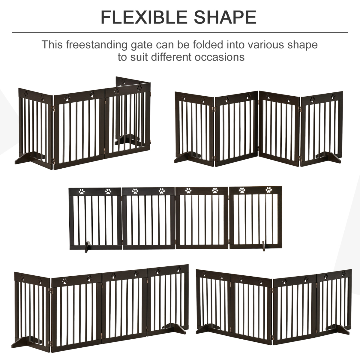 PawHut Freestanding 4-Panel Folding Wooden Dog Barrier with Support Feet