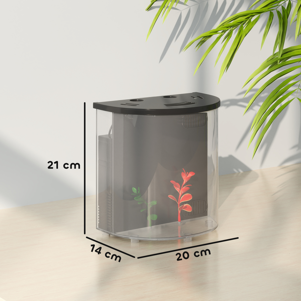 PawHut 3L Nano Fish Tank Starter Kit with Filter, LED Light