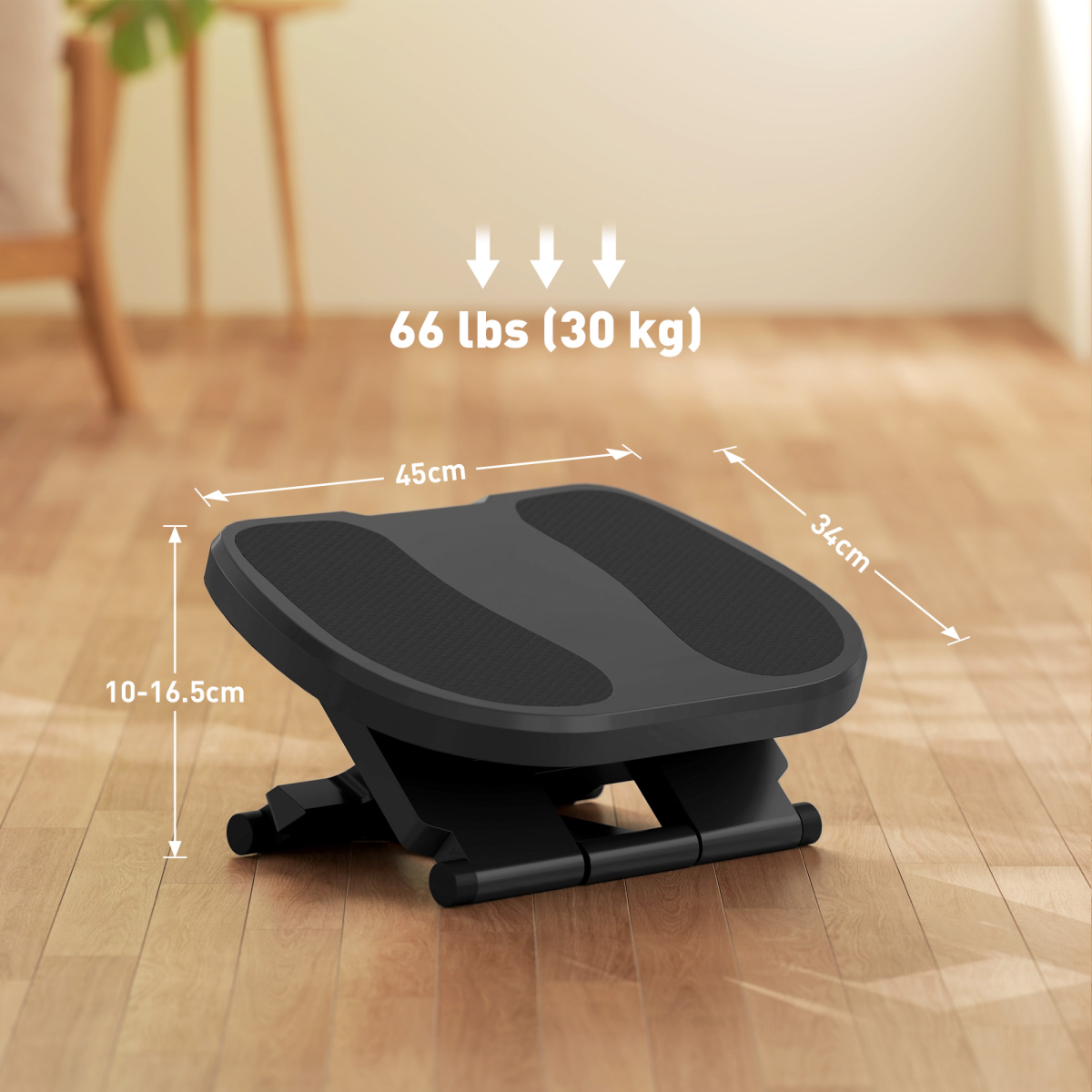 HOMCOM Adjustable Ergonomic Footrest, Height Adjustable, Grey