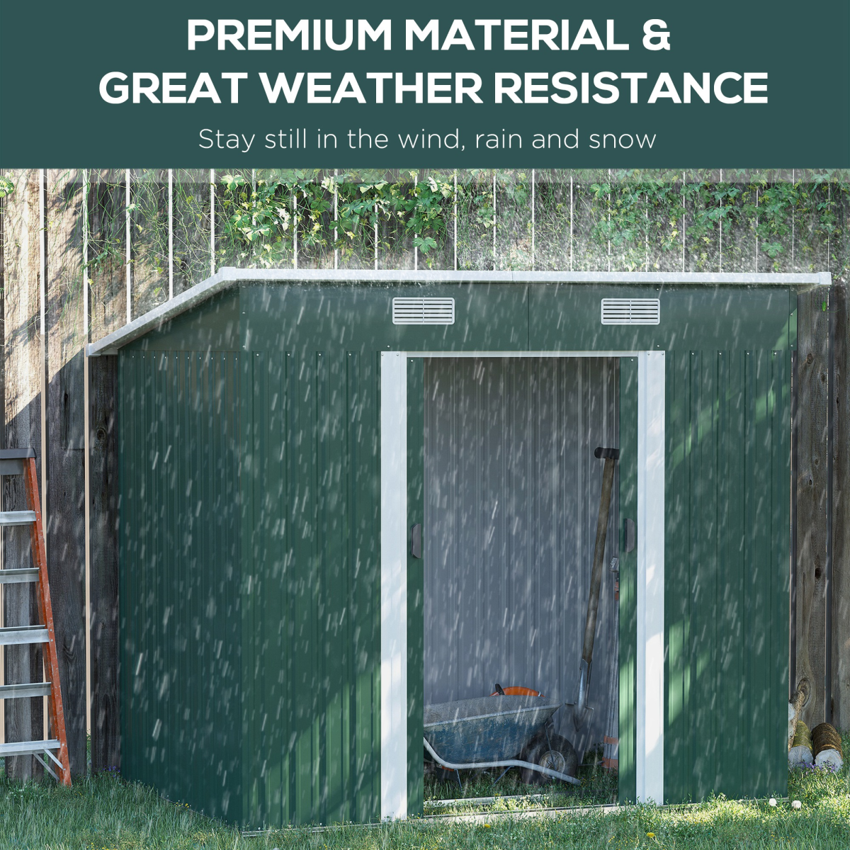 Outsunny 7 x 4ft Green Metal Garden Storage Shed