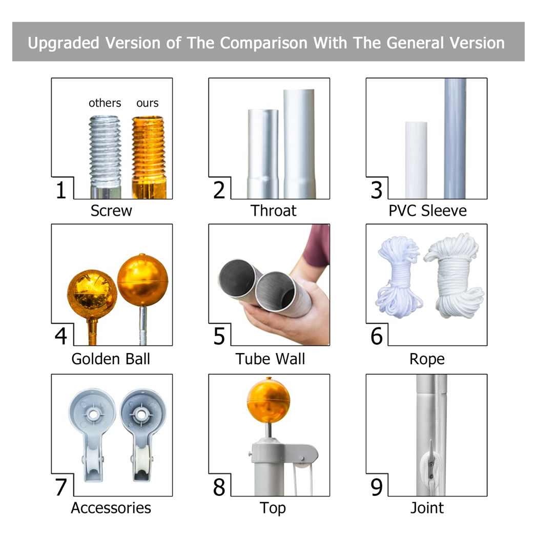 5.1*5.1*600cm Aluminum Alloy Splicing Flagpole Adjustable And Retractable Courtyard Outdoor Flagpole