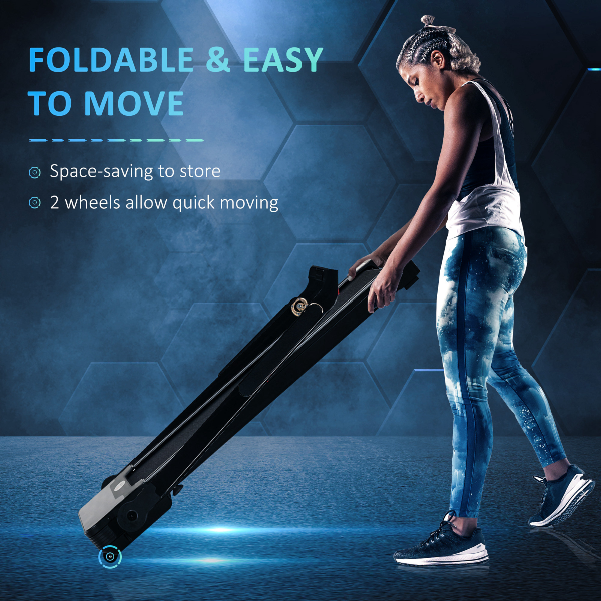HOMCOM Foldable Electric Treadmill 1.85HP 12km/h LED Screen Safety Lock Black