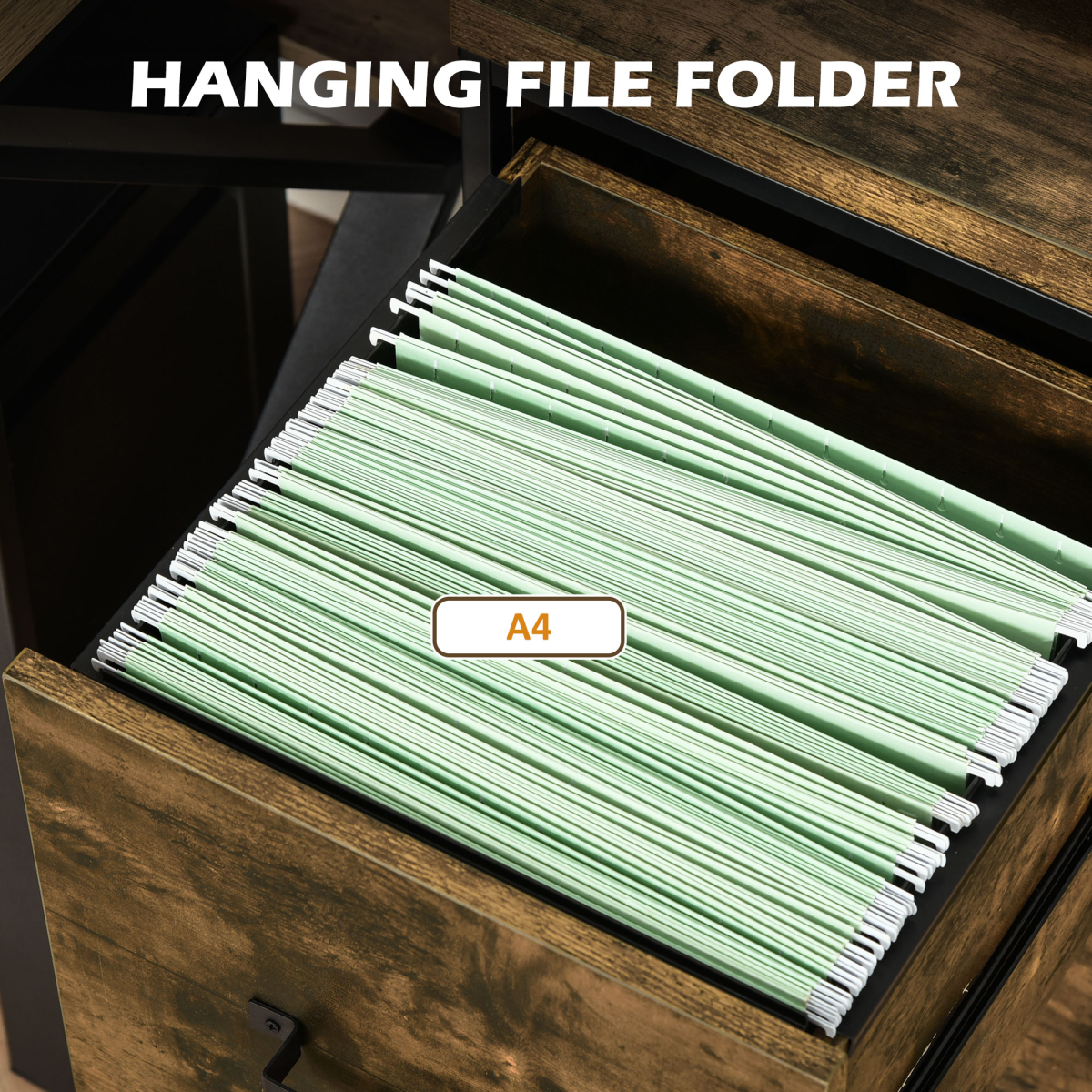 70cm Vertical Office Filing Cabinet with 2 Drawers and Adjustable Hanging File Bars