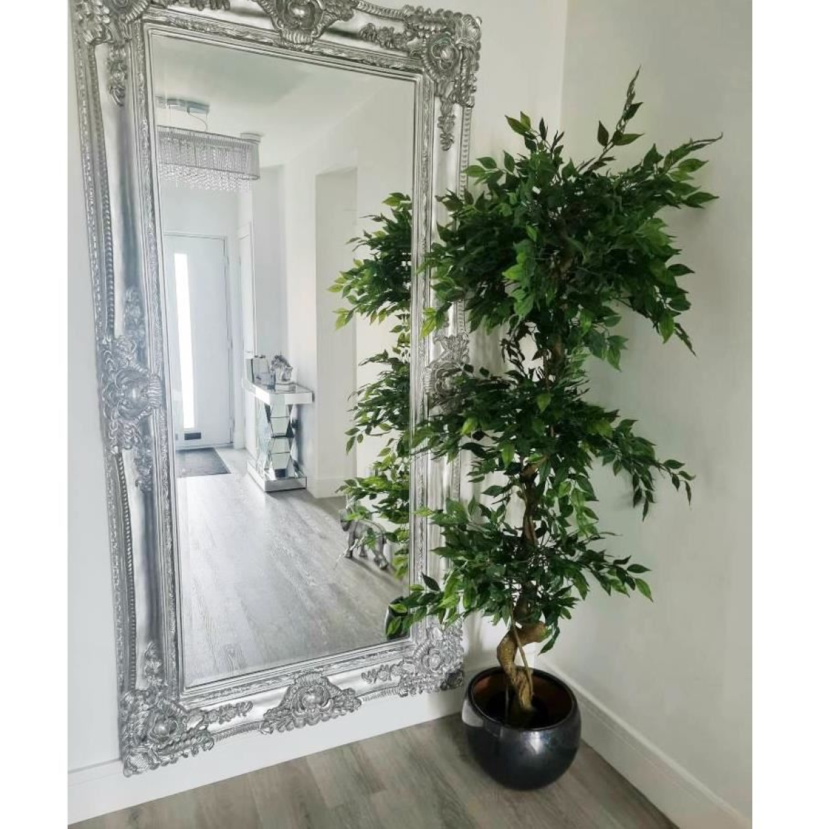 180cm Artificial Ficus Tree Triple Ball Triple Ball Topiary with 1984 Leaves and Metal Planter