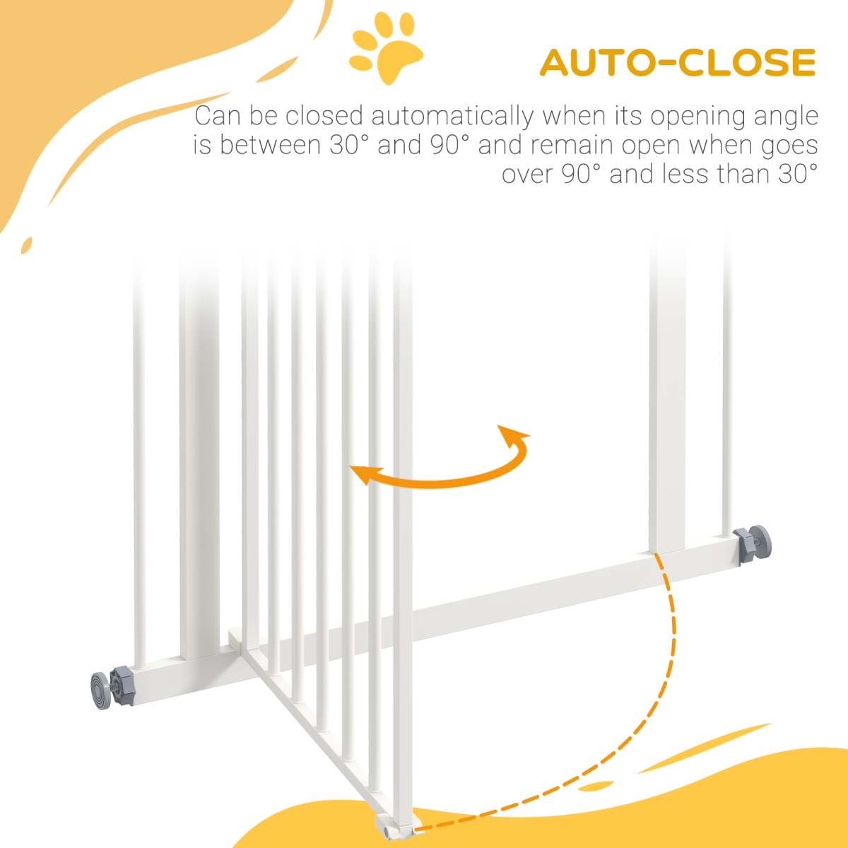PawHut Adjustable Metal Pet Gate Safety Barrier with Auto-Close Door, 74-80cm, White