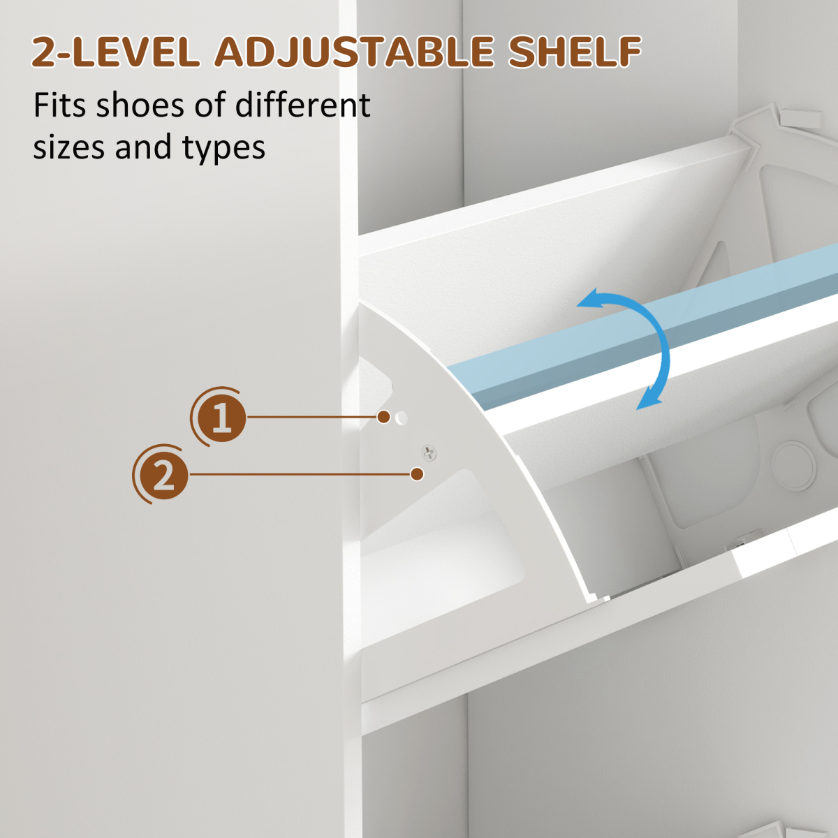 HOMCOM Slim Shoe Storage Cabinet with 3 Flip Drawers, White