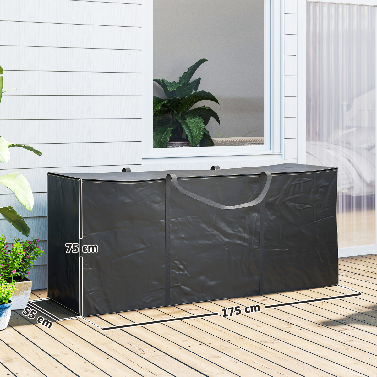Outsunny 720L Waterproof Garden Cushion Storage Bag, 600D Oxford