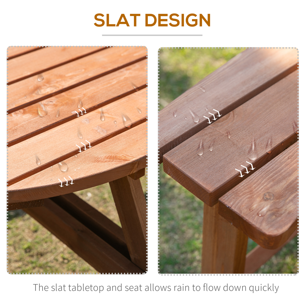 Outsunny 8-Seater Fir Wood Picnic Set with Parasol Attachment Hole