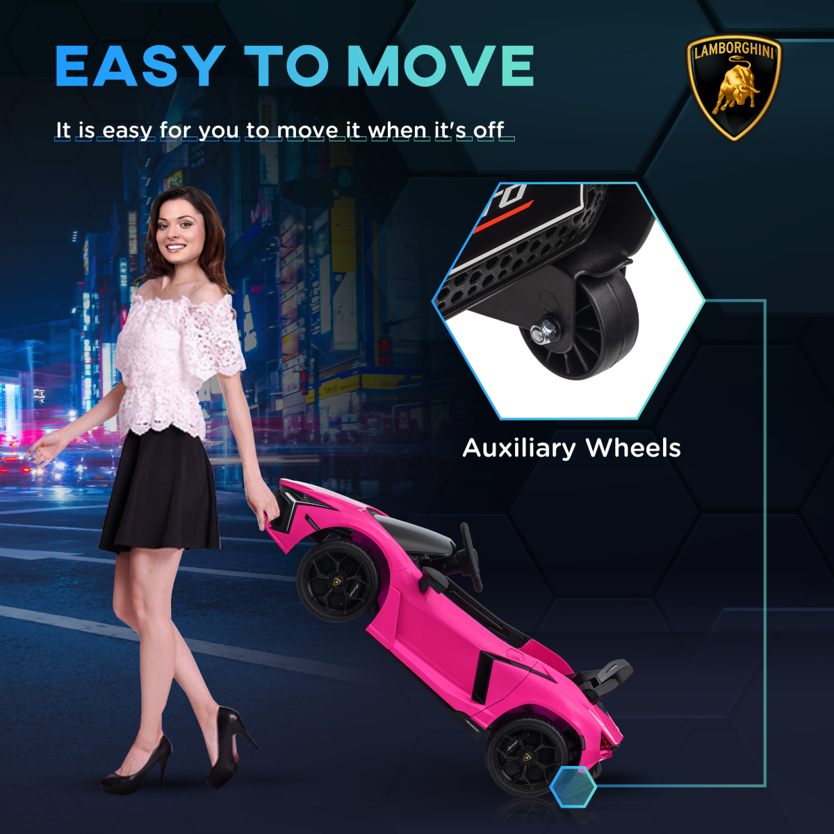 AIYAPLAY Lamborghini Revuelto Licensed Pink Ride On Car with Suspension