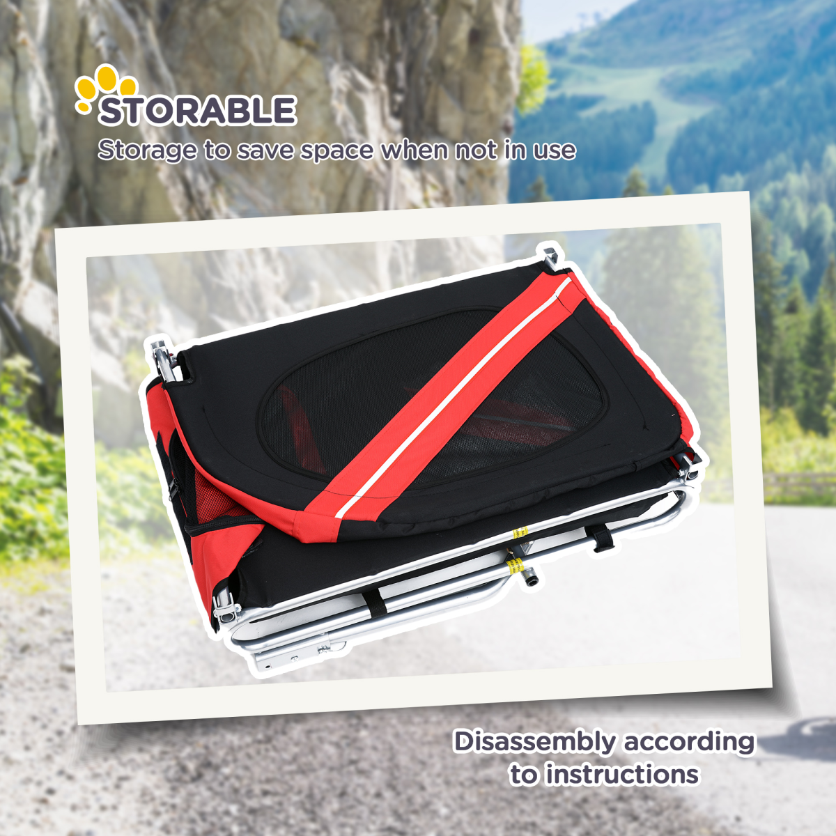 PawHut Pet Bicycle Trailer Dog Cat Bike Carrier, Water-Resistant Oxford Cloth, Mesh Windows, Bike Hitch Coupler