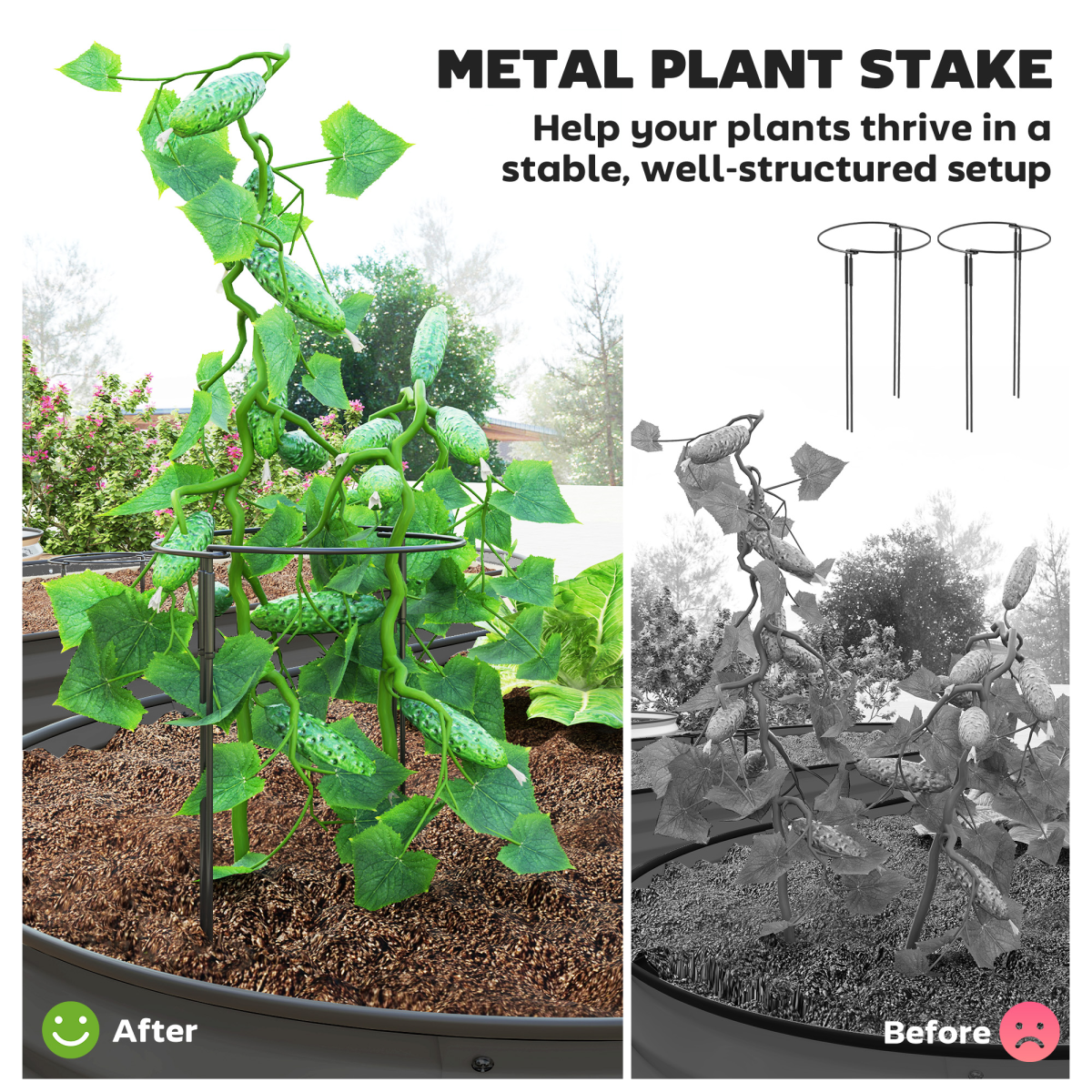 Outsunny Set of 2 Raised Garden Planters, Open Bottom, Galvanised Steel, Dark Grey