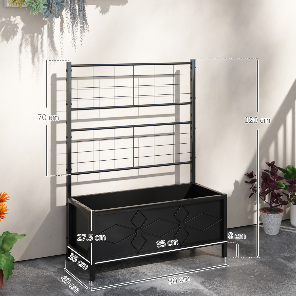 Outsunny Galvanised Steel Trellis Support for Climbing Plants