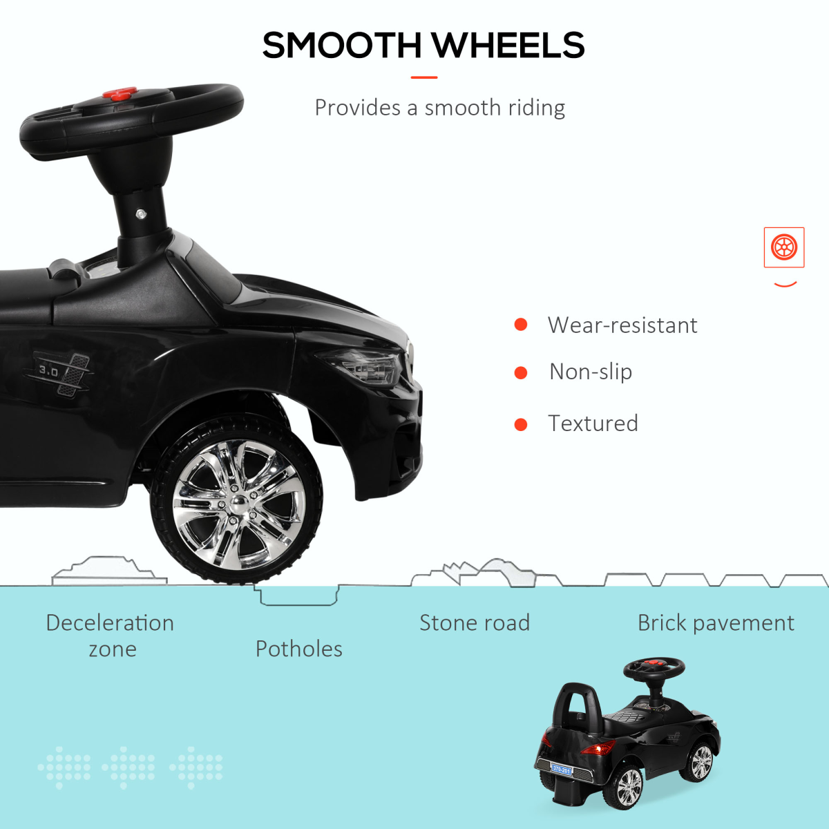 AIYAPLAY Foot to Floor Ride On Car for Toddlers, Black