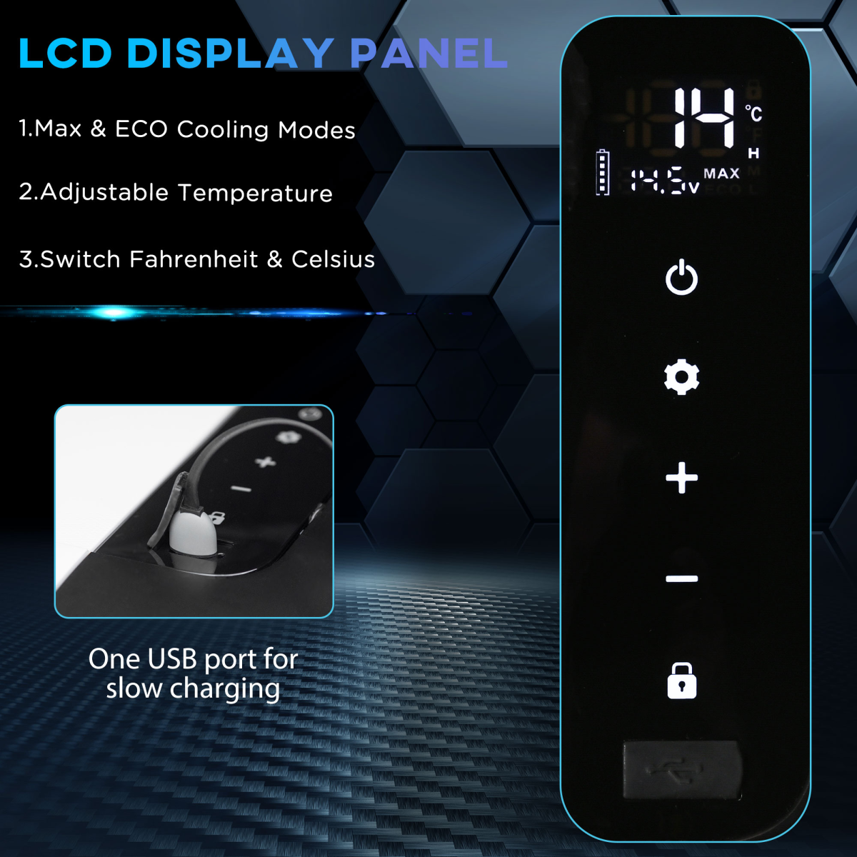 25L Portable Car Refrigerator Freezer with LED Light, LCD Panel, 12/24V DC and 110/240V AC, Outsunny