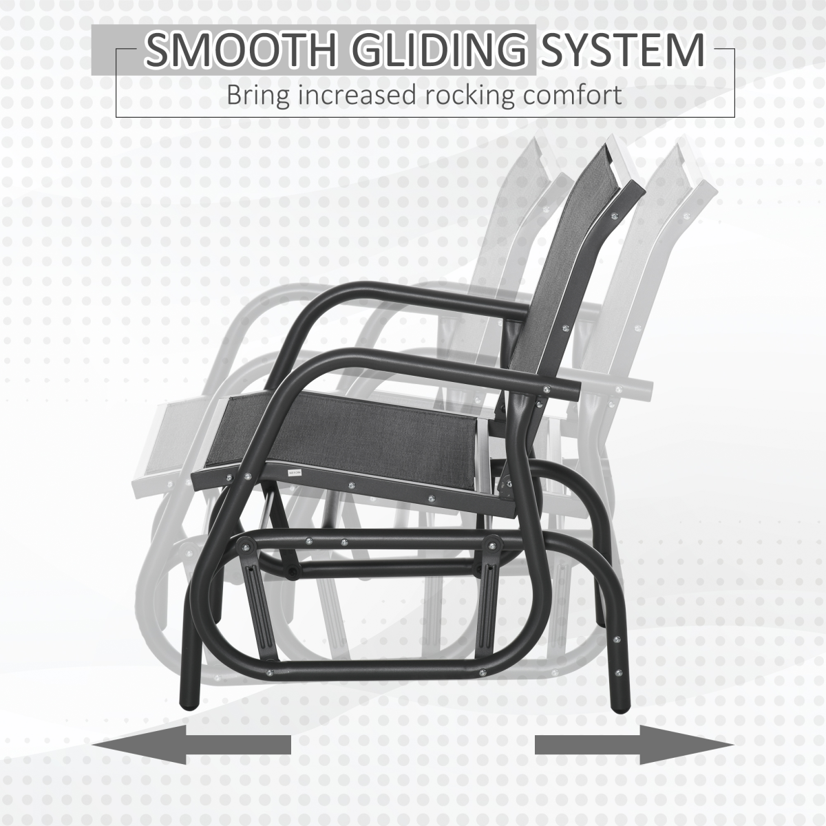 Outdoor Gliding Chair with Mesh Seat, Curved Back & Steel Frame