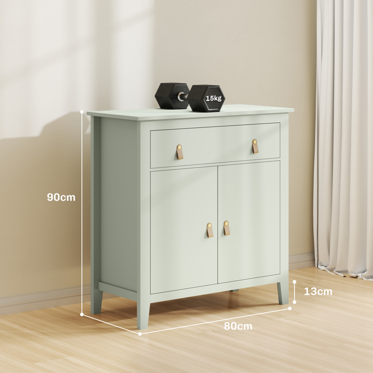 HOMCOM Sideboard Cabinet with Drawer, Adjustable Shelf, Light Green