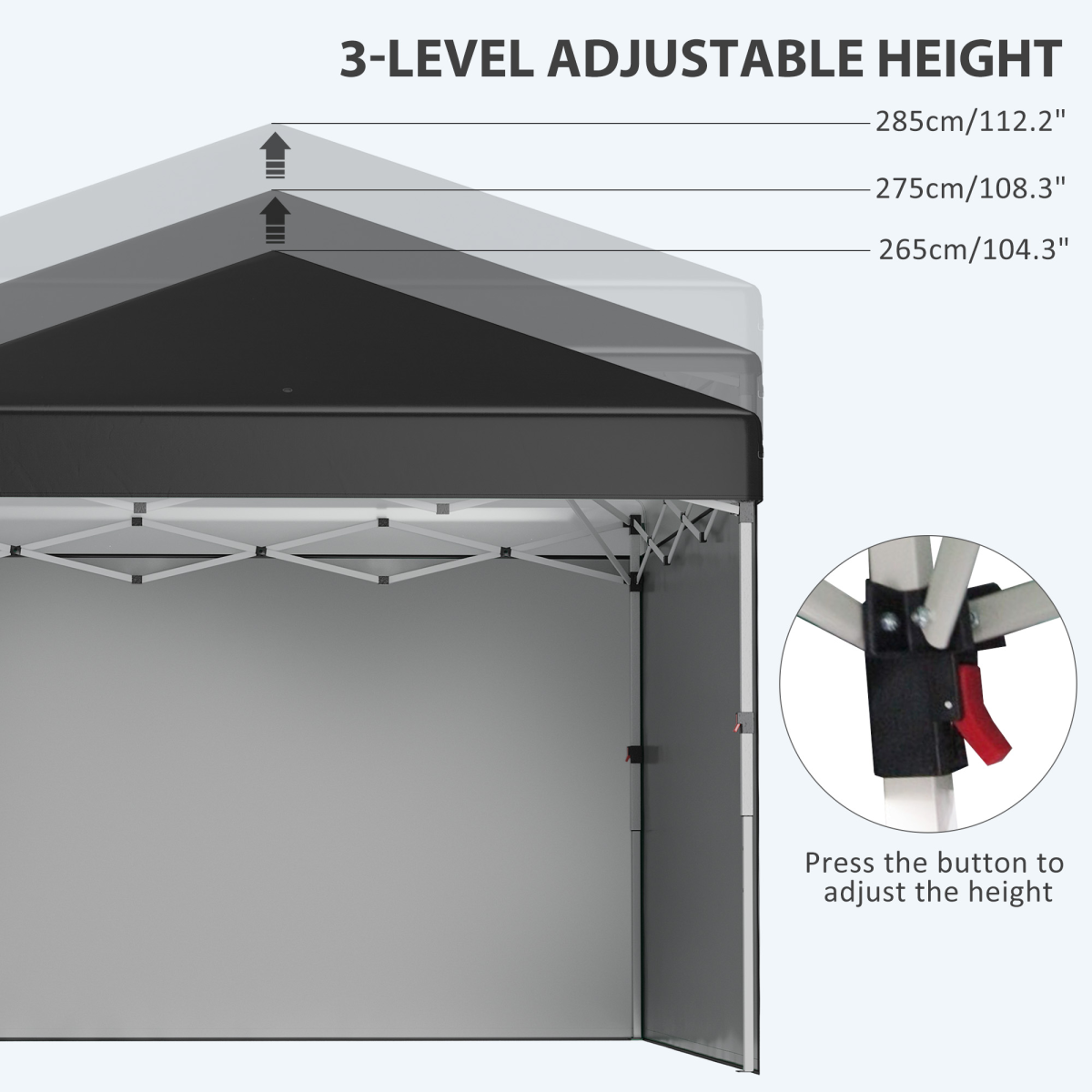 Outsunny 3x3m Pop Up Gazebo Party Tent with 3 Sidewalls, Black