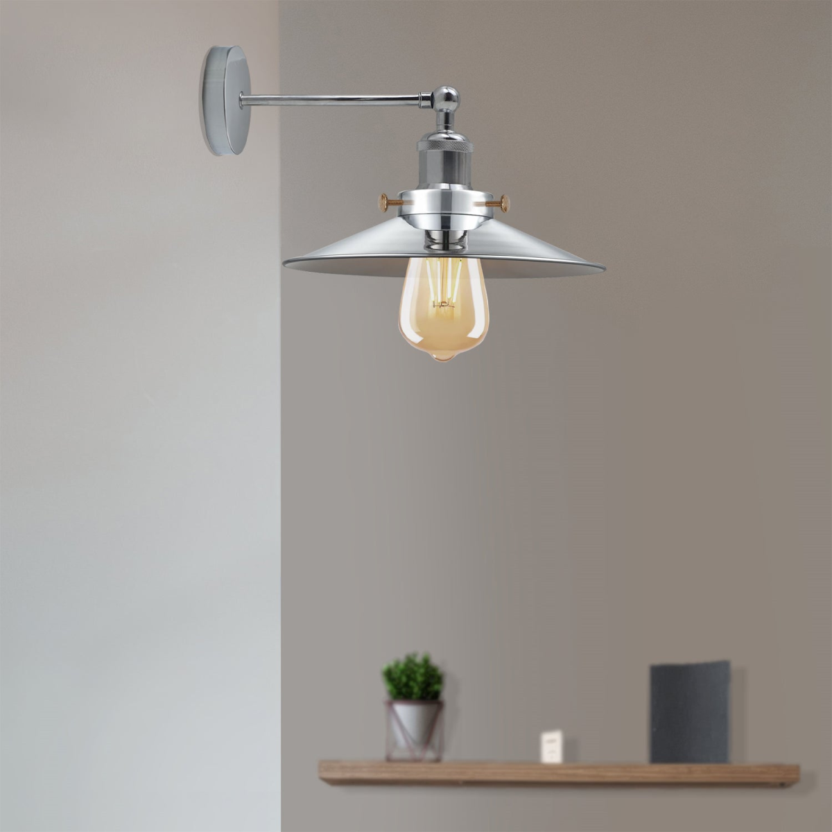 Satin Nickel Adjustable Vintage Industrial E27 Wall Sconce