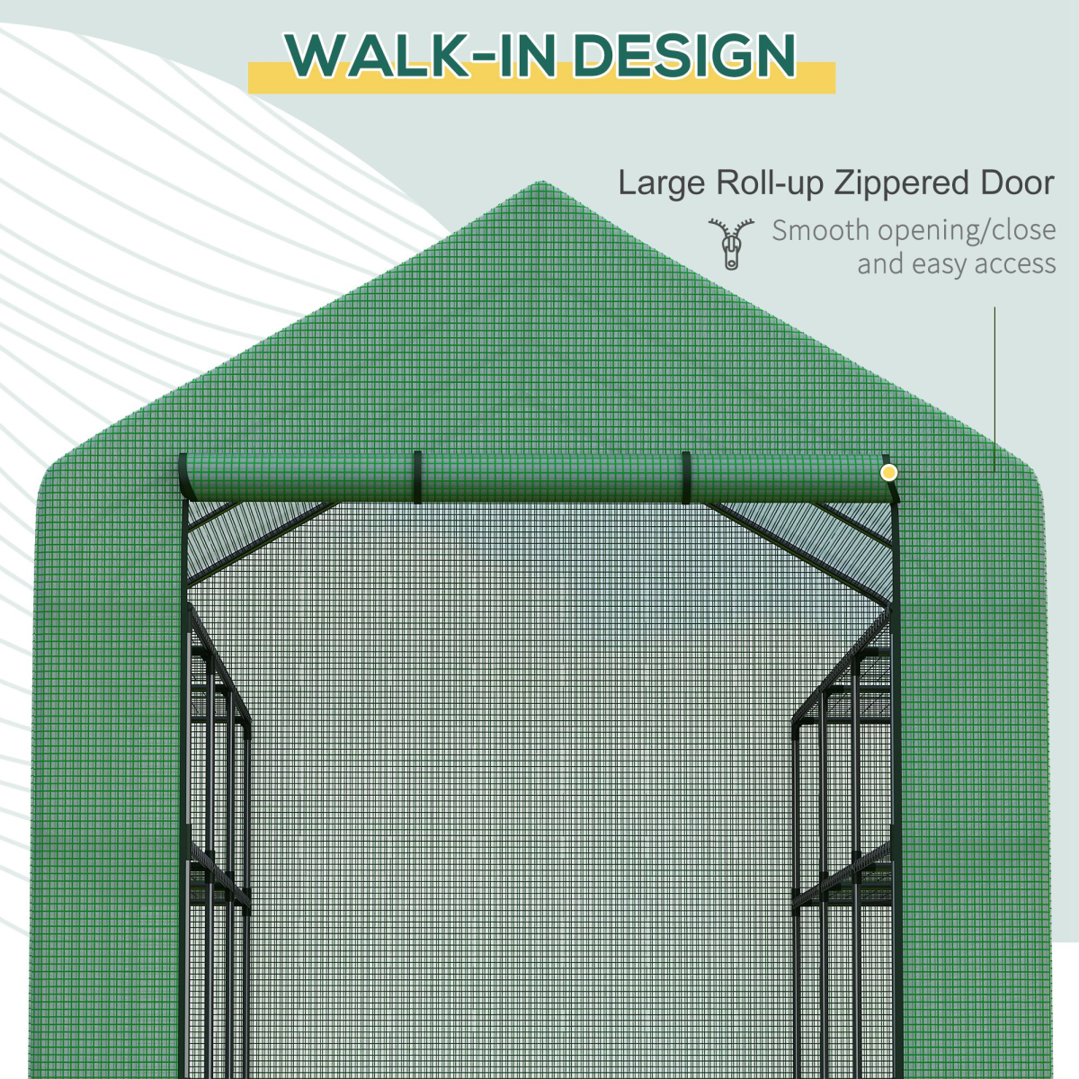 Outsunny Poly Tunnel Walk-In Greenhouse with Removable Cover and Shelves 244 x 180 x 210 cm