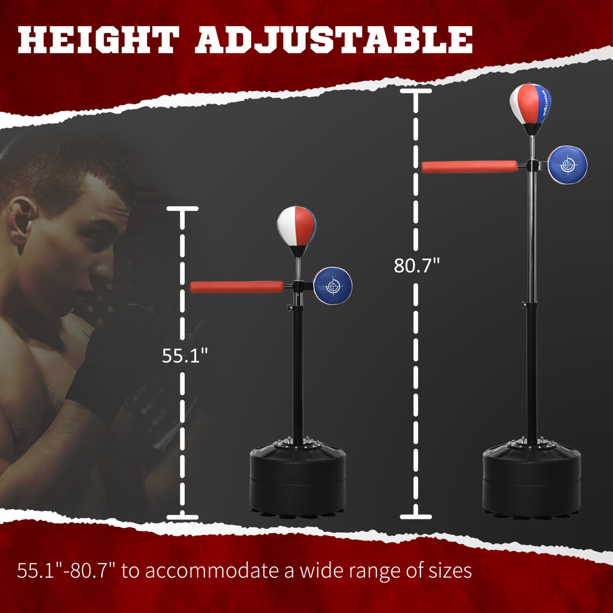SPORTNOW Adjustable Freestanding Speed Bag Stand with Reflex Bar