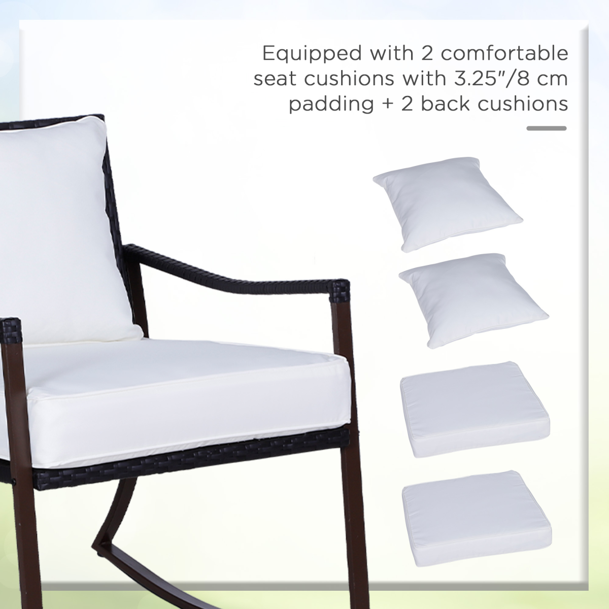 Outsunny 3-Piece Rocking Chair Bistro Set with Glass Table