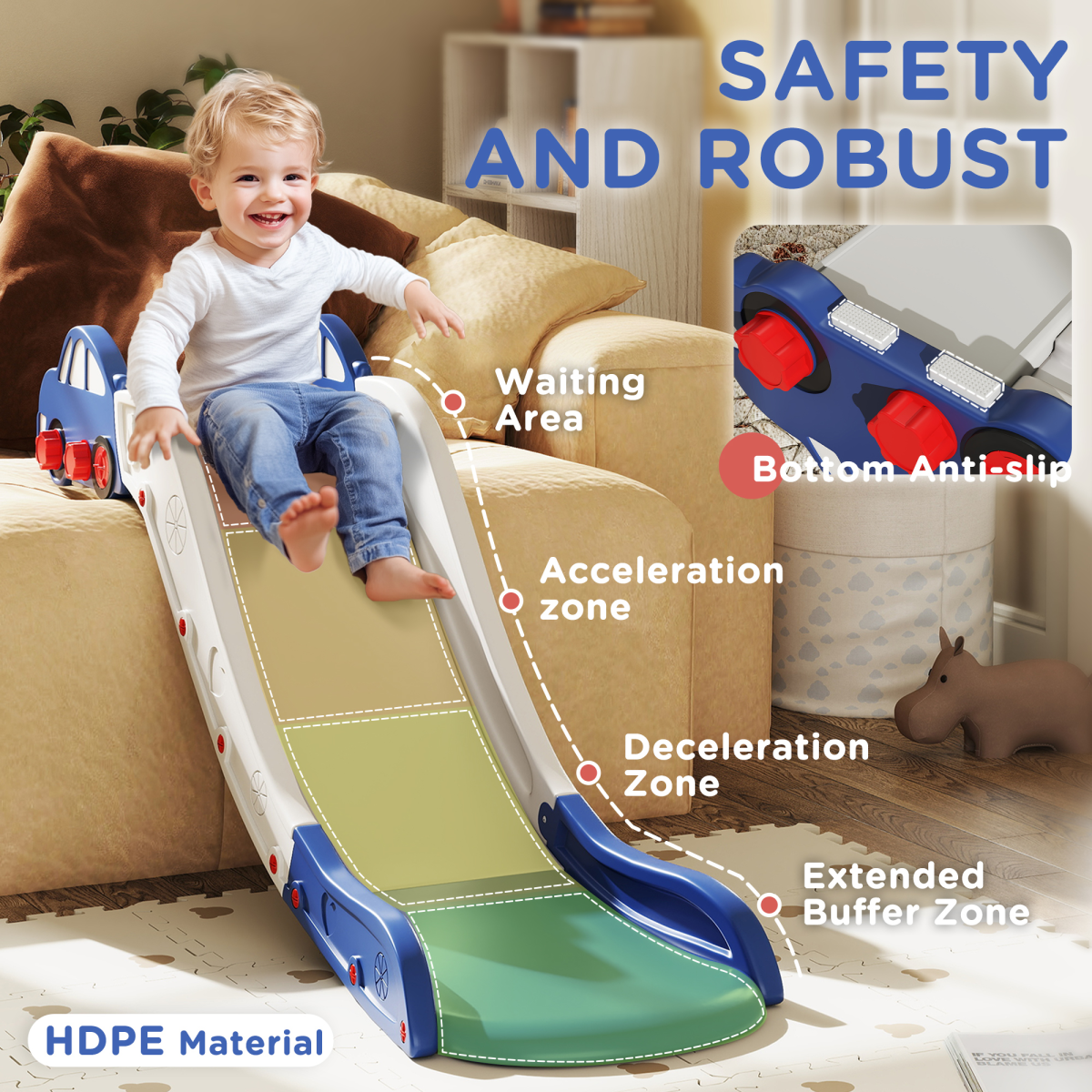 AIYAPLAY Kids Couch & Bed Slide, Blue, Easy Assembly
