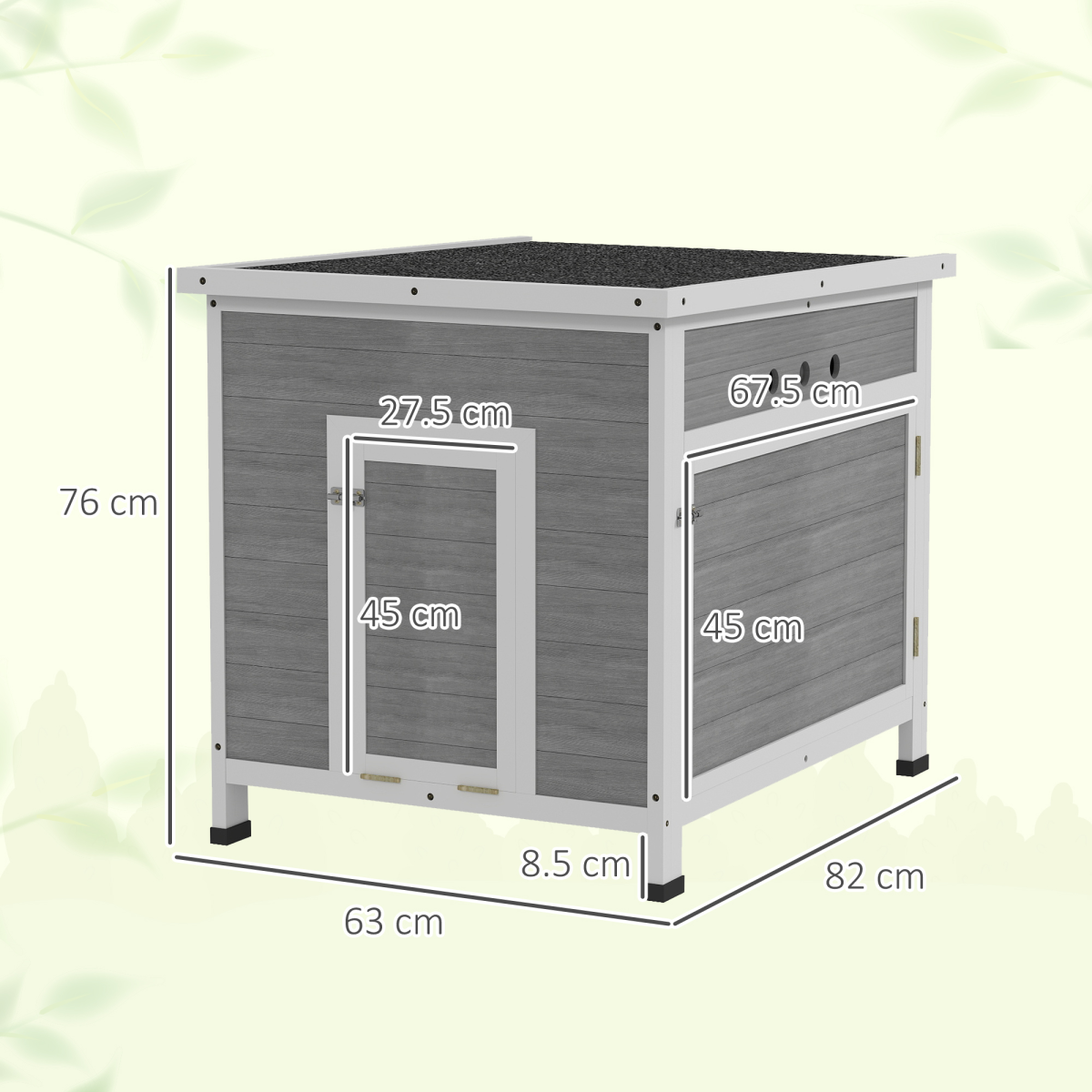 PawHut Wooden Duck House Coop with Double Doors, Openable Roof, Grey