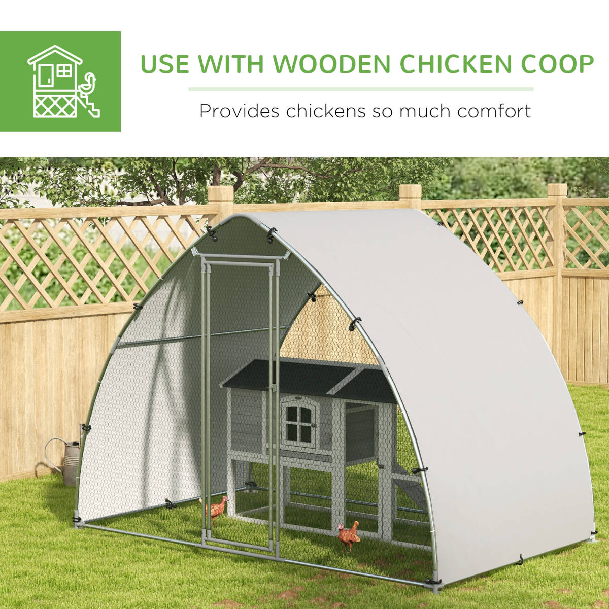 PawHut Walk-In Chicken Run with Cover for 4-6 Chickens