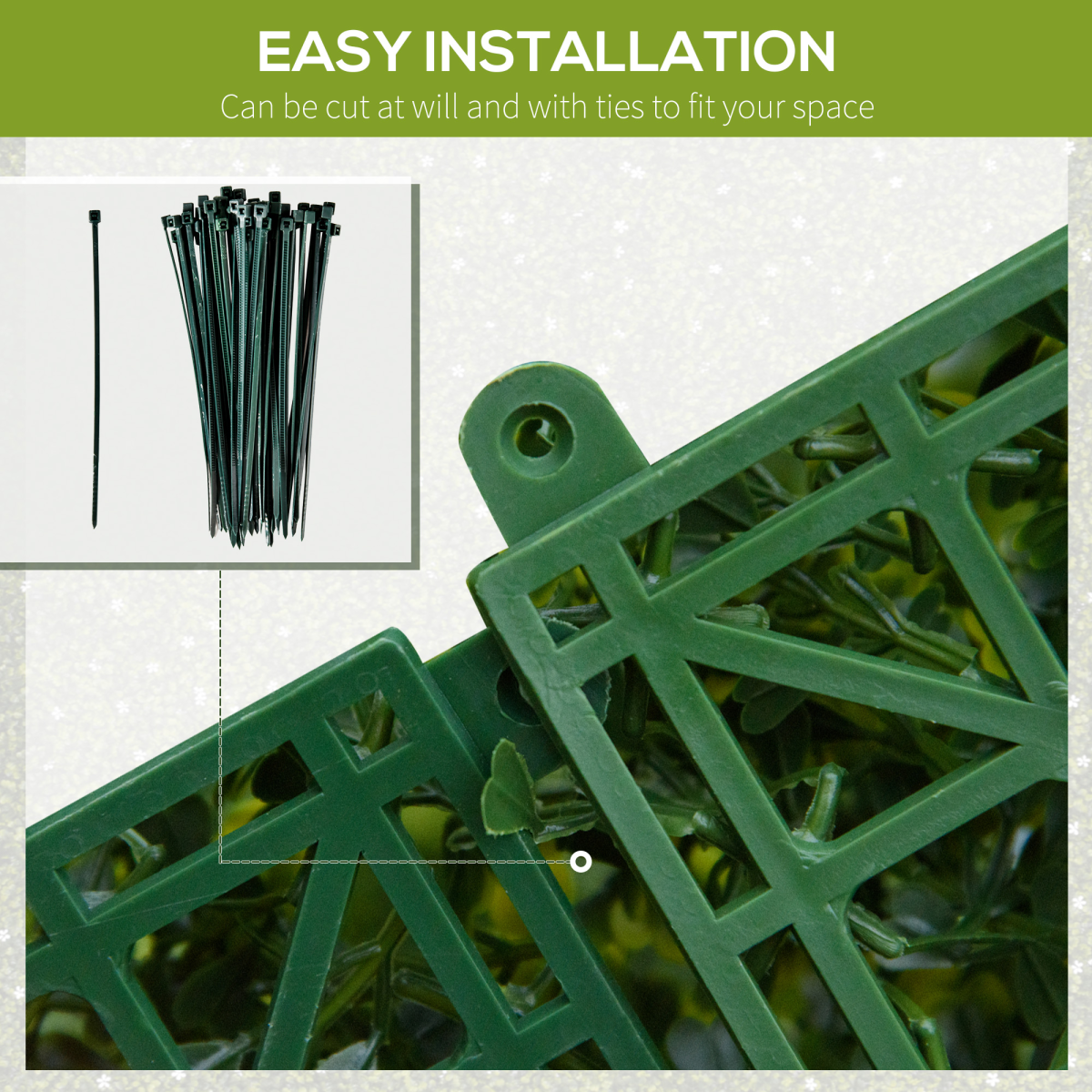 Outsunny 12-Piece Artificial Milan Grass Wall Panels 20" x 20" Decorative Fence Screen