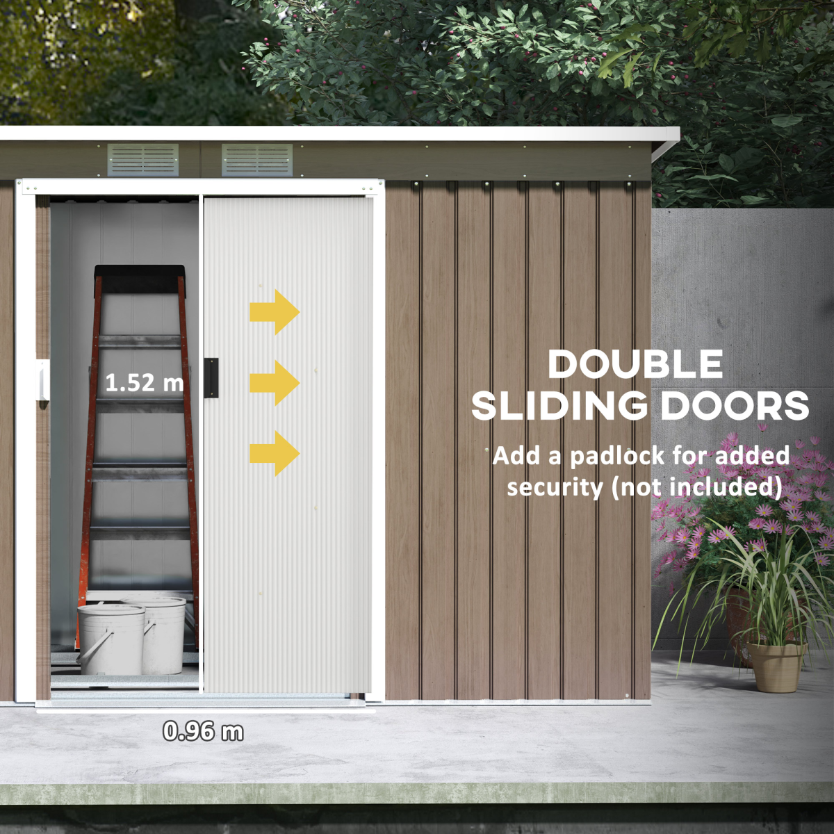 Outsunny 9 x 4FT Metal Garden Storage Shed, Lockable Double Doors