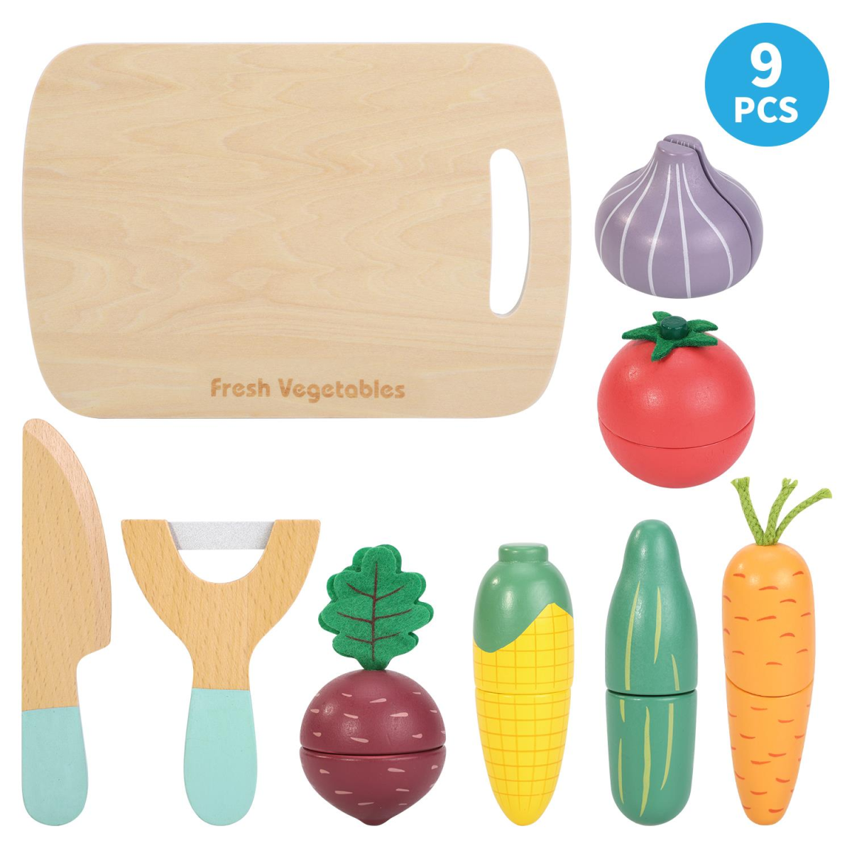 SOKA Play Imagine Learn Wooden Cutting Vegetables Play Set, 9 Pieces