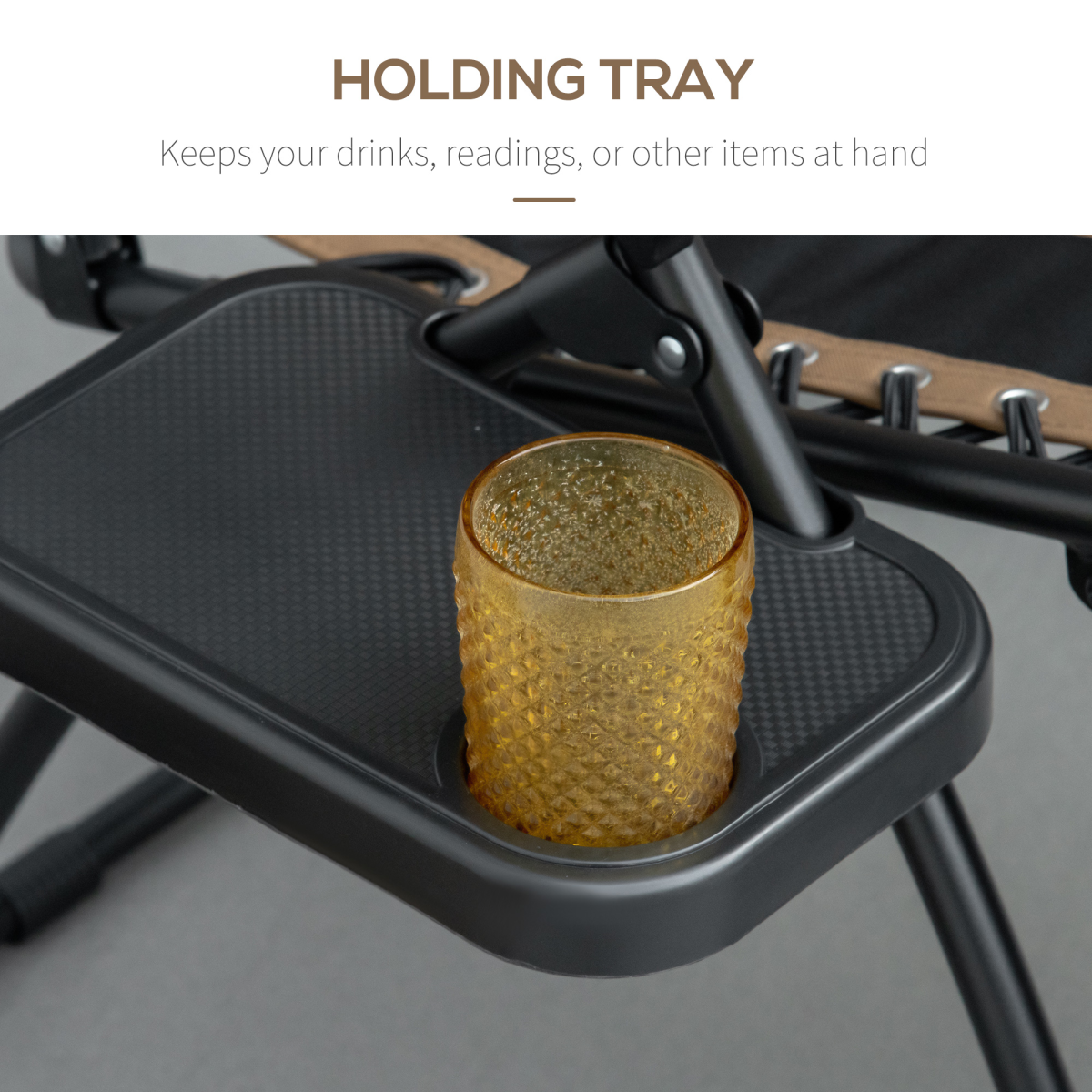 Outsunny Zero Gravity Lounger Chair with Canopy, Reclining Patio Chair, Foldable with Tray and Cup Holder