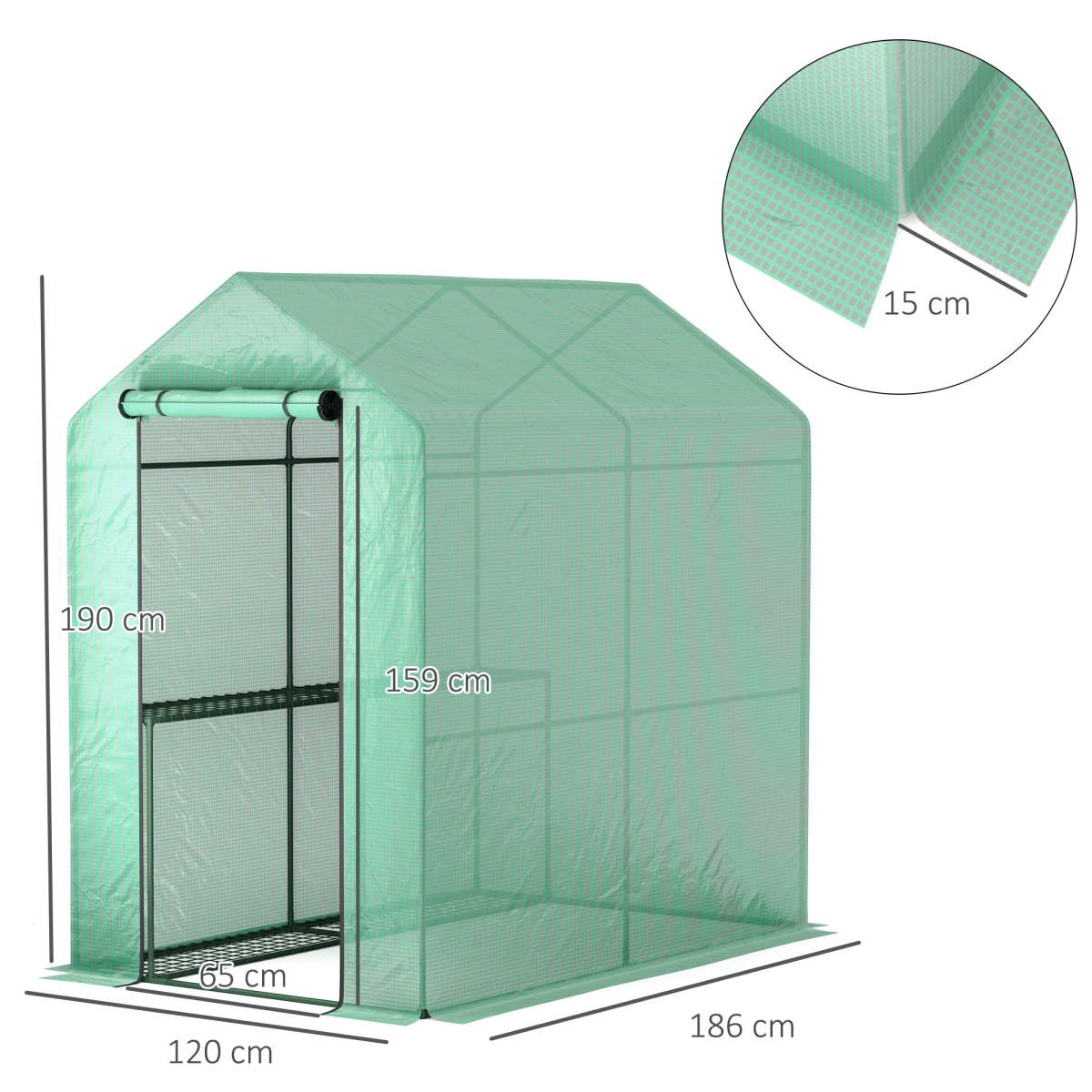 Outsunny Walk-In Greenhouse with Shelves, UV-Resistant Cover