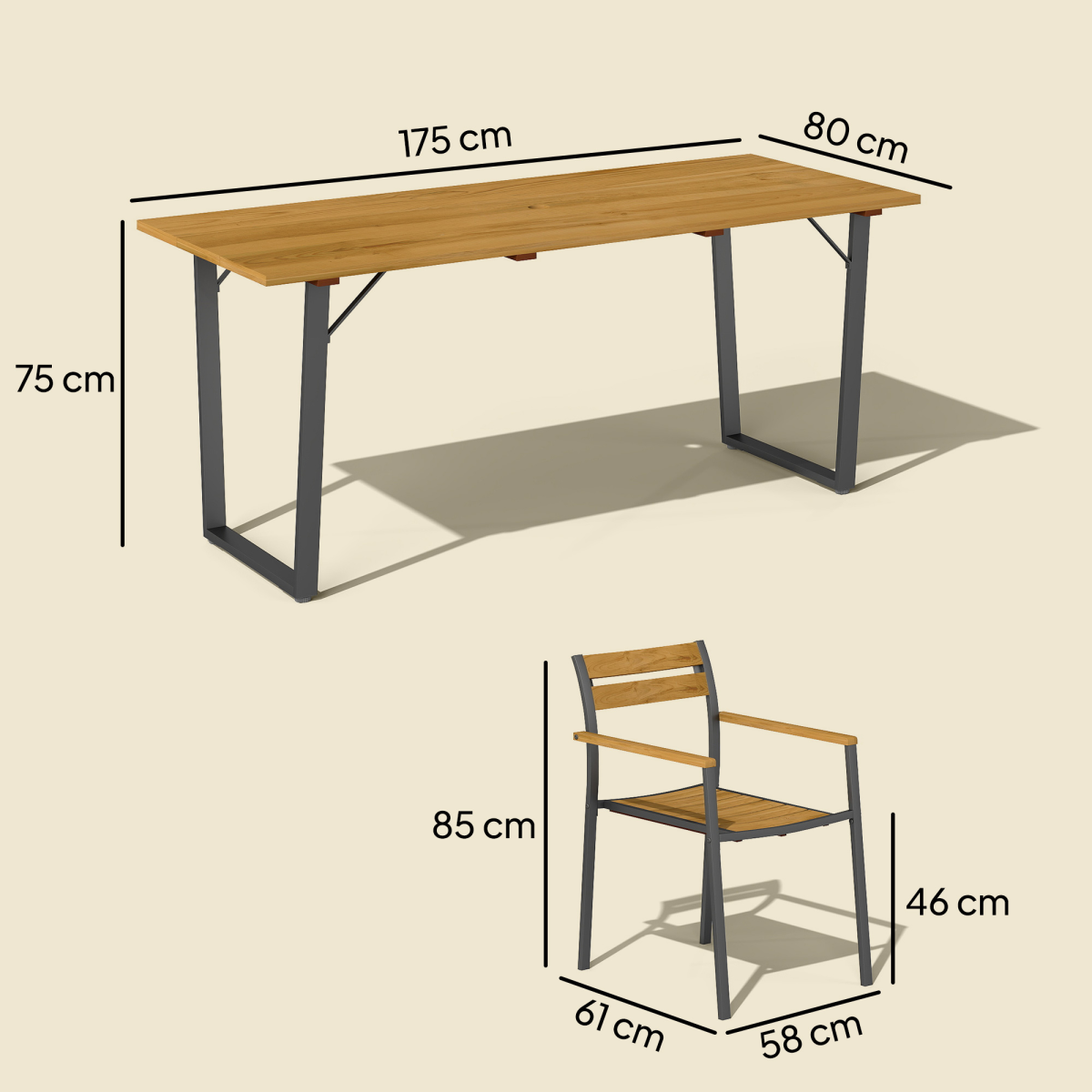 Outsunny 7 Piece Brown Garden Dining Set with Table and Stackable Chairs