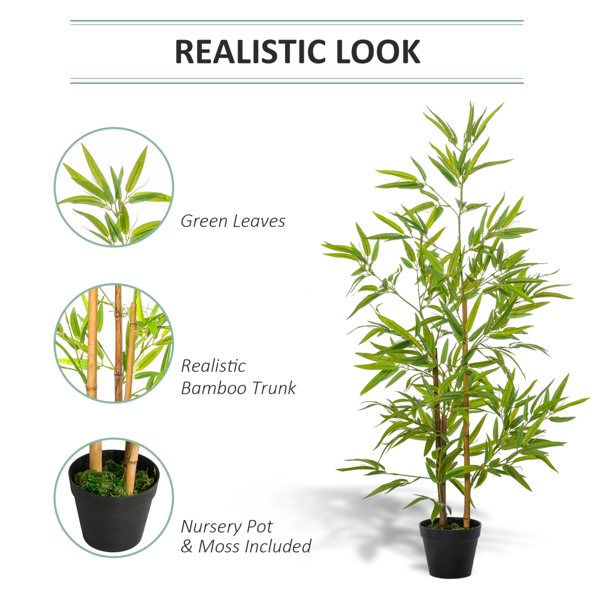 Outsunny Set of 2 Artificial Bamboo Trees Decorative Plant 120cm Indoor/Outdoor