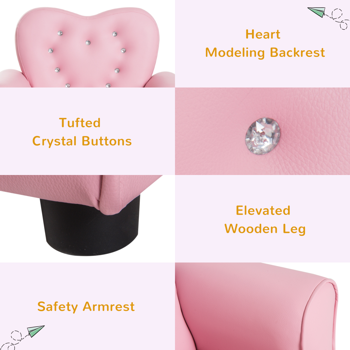 HOMCOM Pink Toddler Mini Sofa, Children Armchair, 18M+