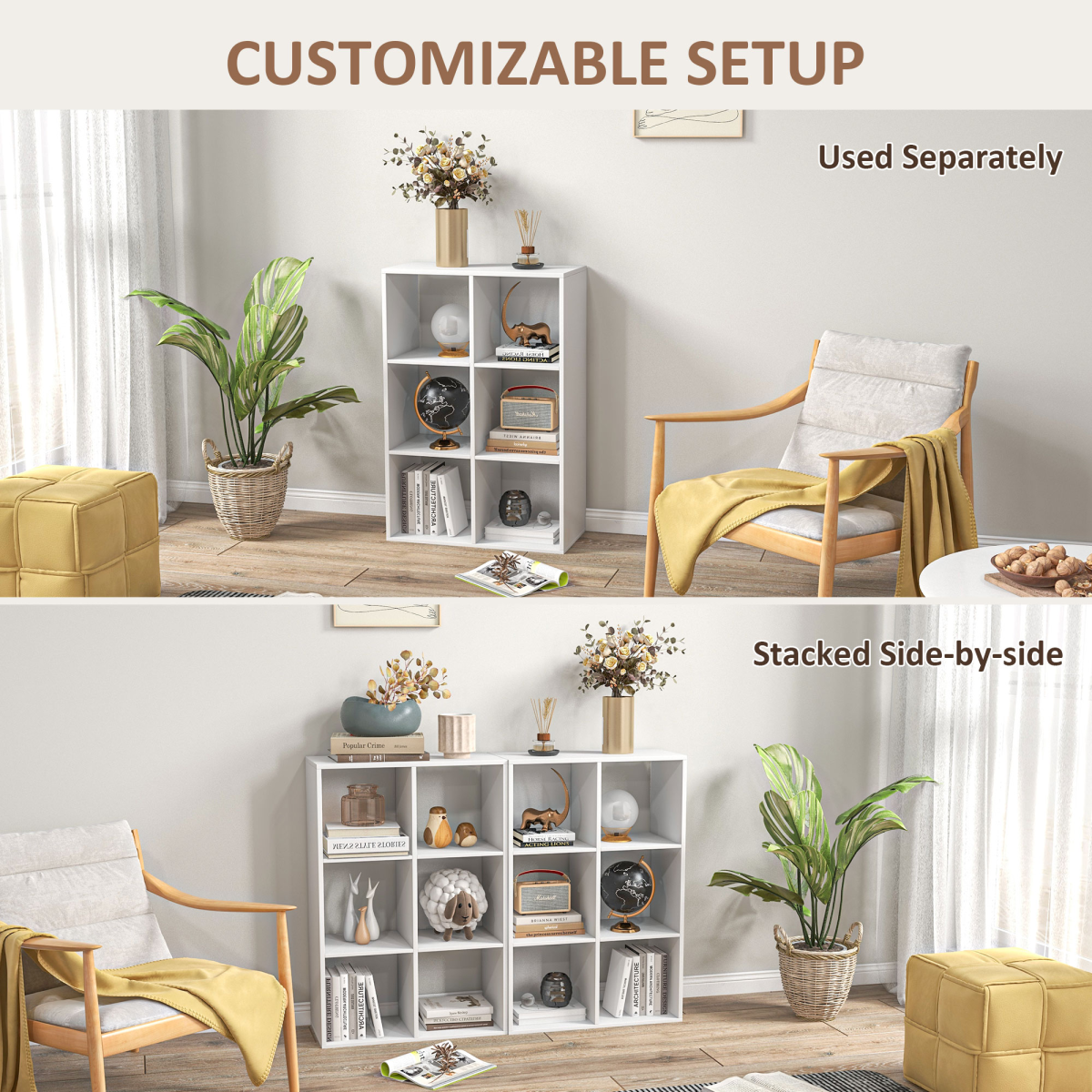 White 6-Cube Storage Cabinet Bookcase Shelf Unit