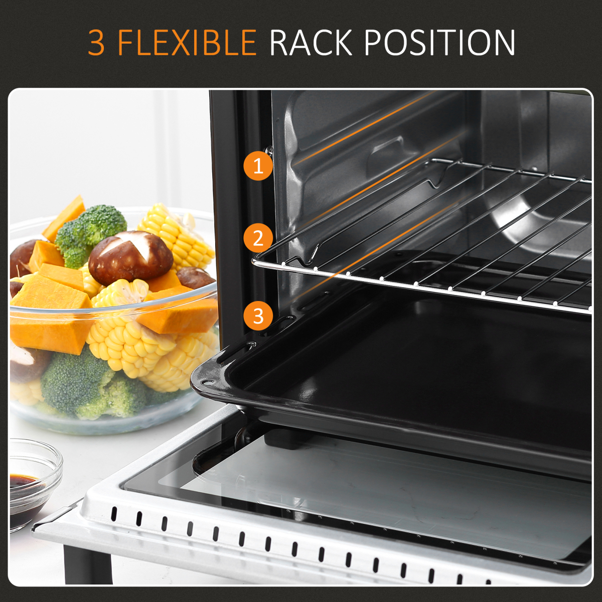 HOMCOM 16L Mini Oven with Grill, 1400W Toaster Oven, Adjustable Temperature, 0-60 Min Timer