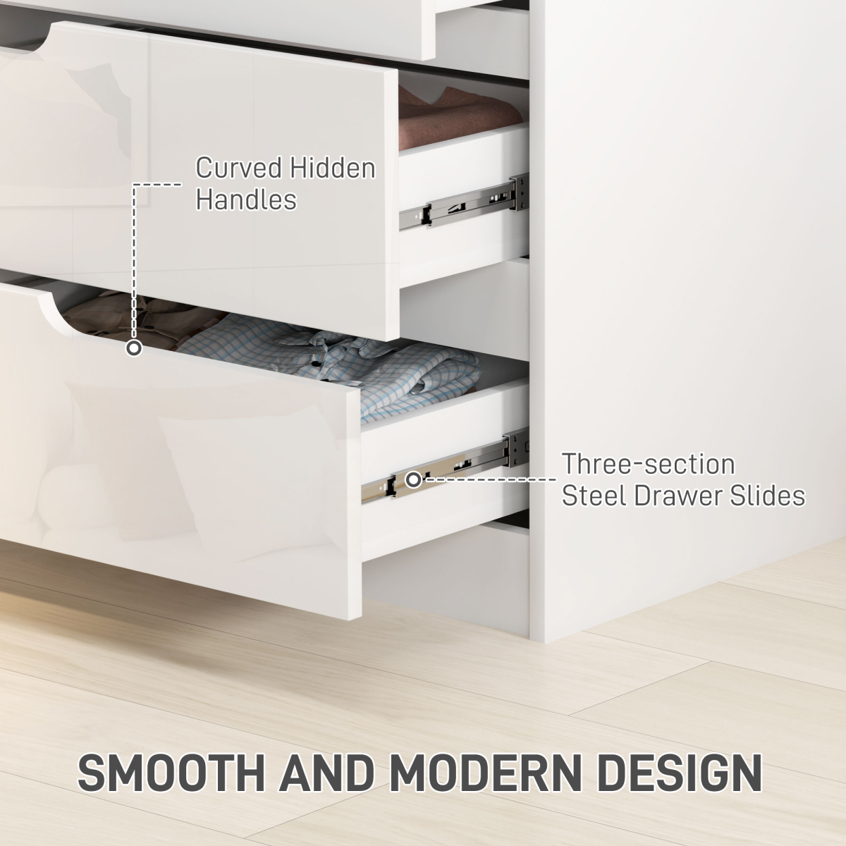 HOMCOM 4-Drawer Chest of Drawers, White, 60 x 40 x 85cm