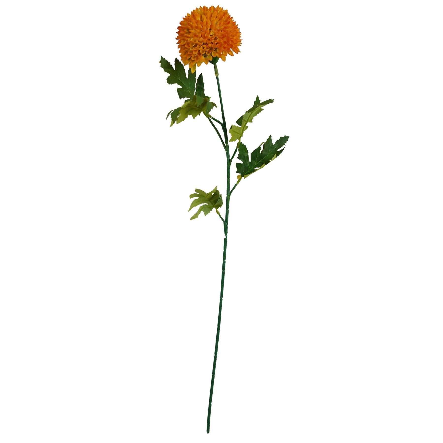 Leaf 70cm Yellow Large Ball Dahlia Artificial Flower Stem