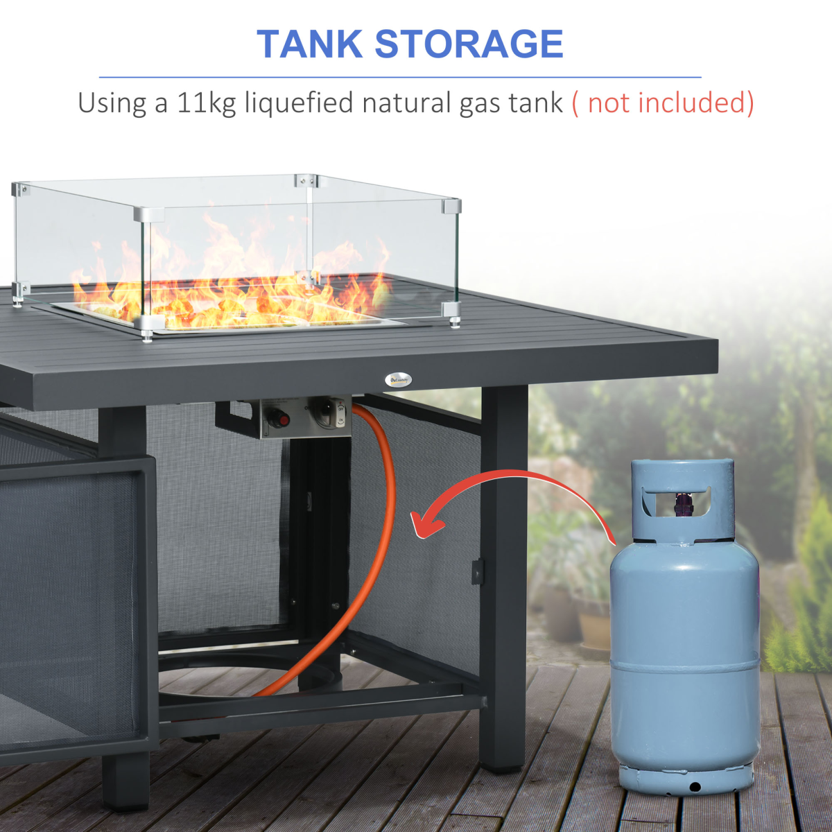 Outsunny 6-Piece Garden Furniture Set with Fire Pit Table, Aluminium