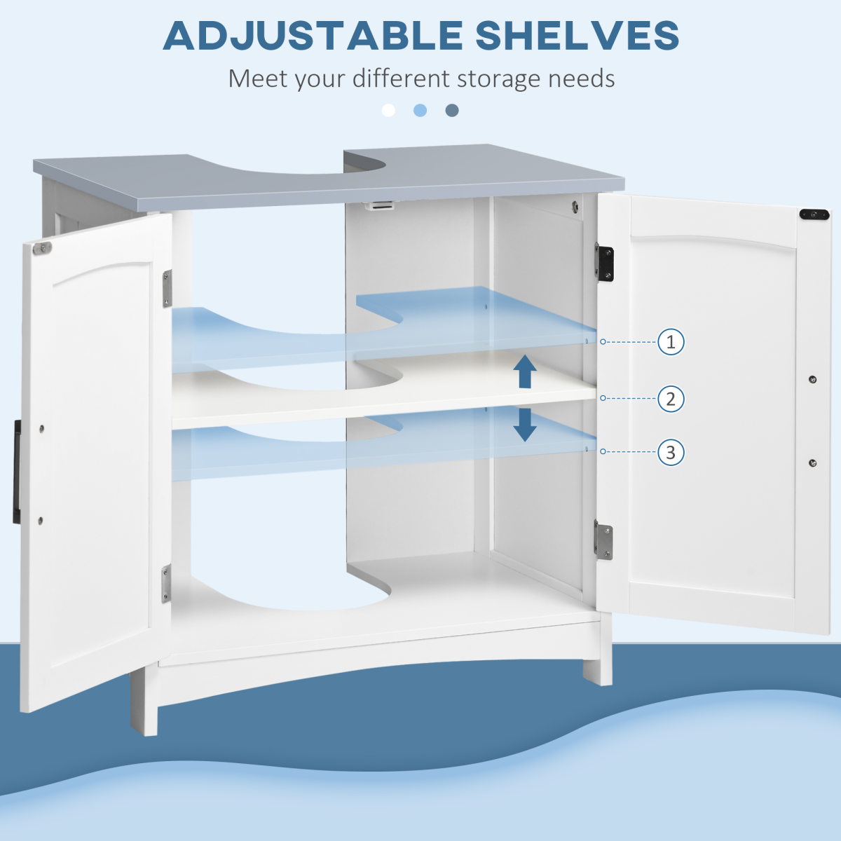 Kleankin Pedestal Under Sink Bathroom Cabinet, White, Storage Vanity Unit with Adjustable Shelf