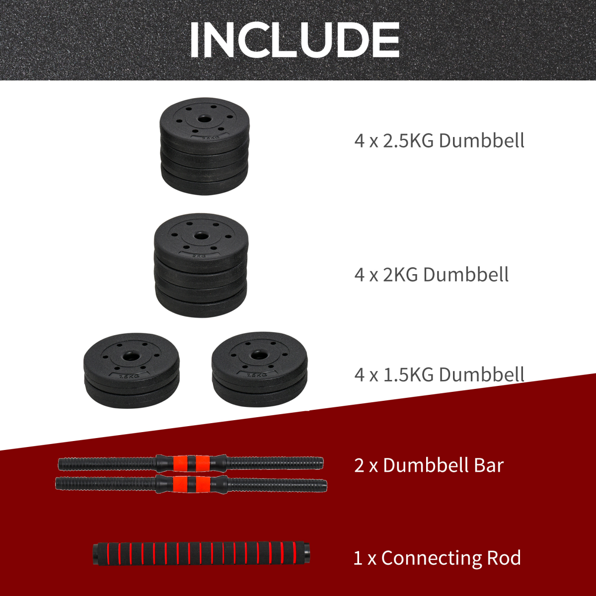 25kg Adjustable 2-in-1 Barbell and Dumbbell Weight Set for Body Fitness