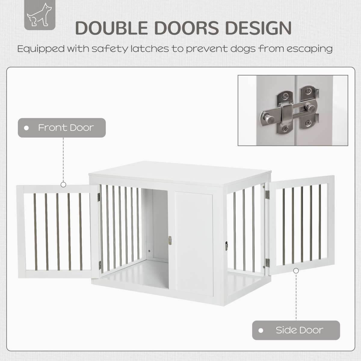 Furniture-Style Dog Crate End Table with 2 Doors for Medium Dogs, Pawhut