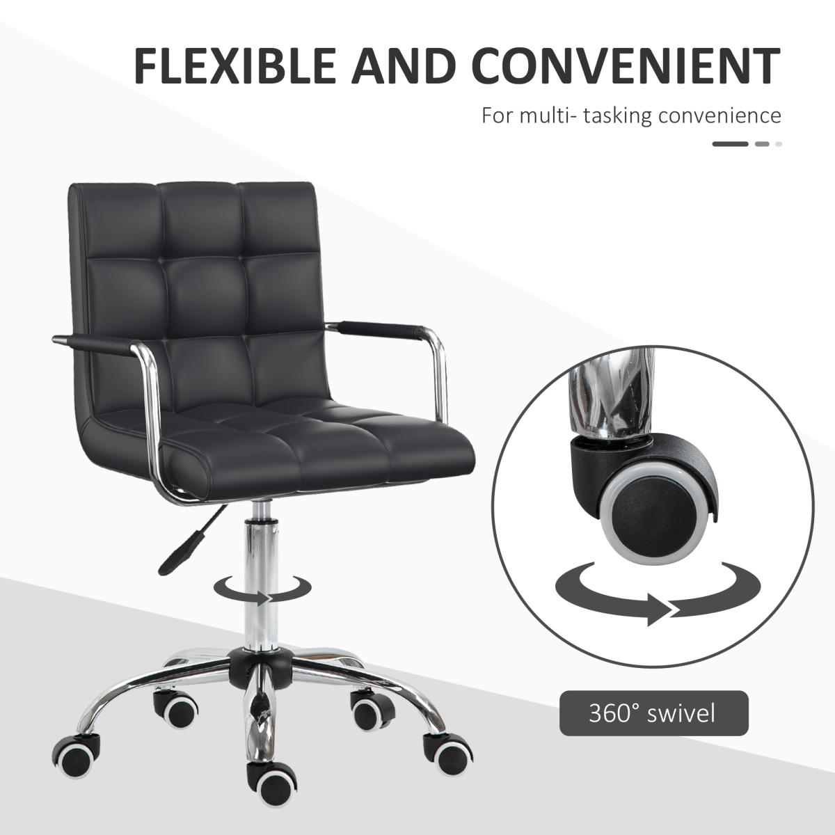 Vinsetto Black PU Leather Height Adjustable Swivel Office Chair