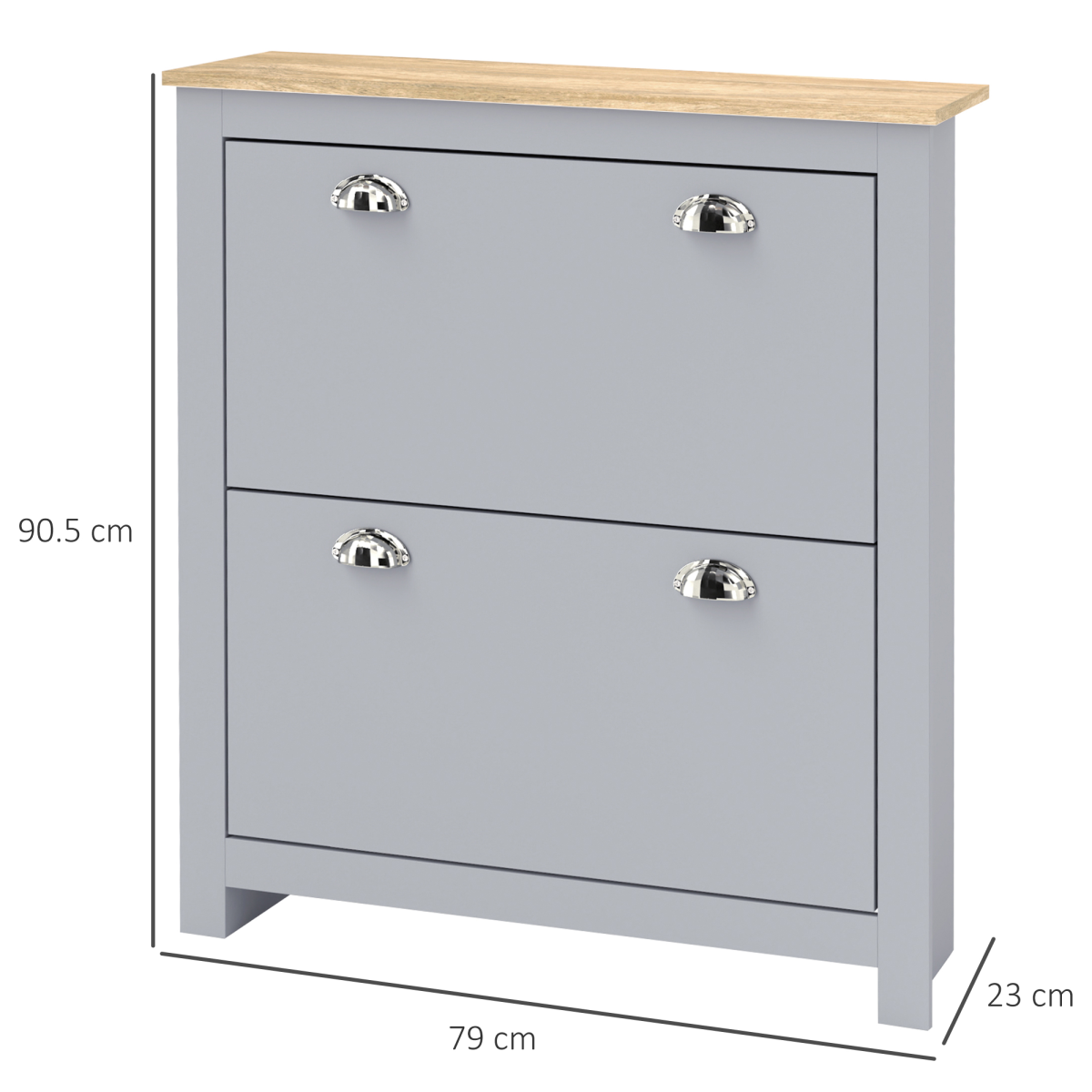 HOMCOM Slimline 2-Drawer Shoe Cabinet with Flip Doors, Grey